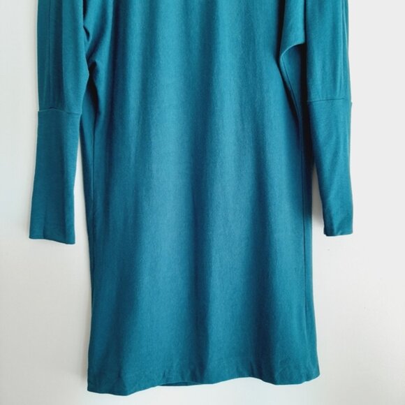 NICOLE BRIDGER Cowl Neck Dolman Sleeve Dress Bamboo Organic Cotton Blue Sz S - Picture 13 of 16